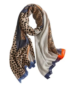 Women Cotton-linen Scarf Leopard Printed Scarves Shawl Wraps Lightweight - Picture 1 of 4