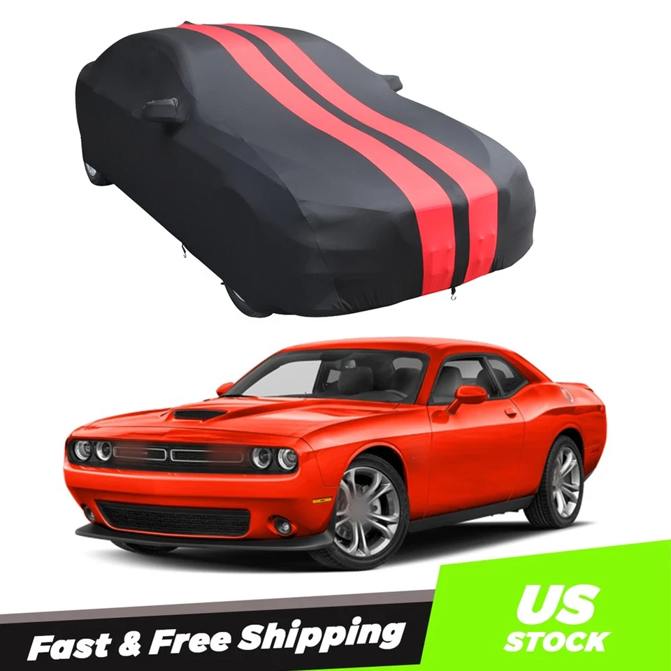 Cubierta de auto suave elástica con manchas interiores línea negra y roja para Dodge Challenger Foto 1 de 4