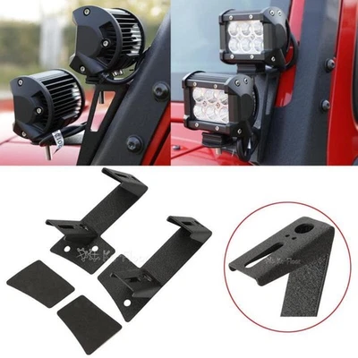 Par de soportes de montaje de pilar A aptos para 4 piezas luces de trabajo para Jeep Wrangler JK 2007-2018 Foto 1 de 4