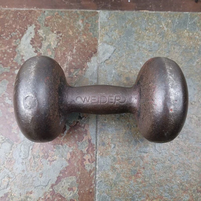 Bollo con mancuernas Weider vintage de 20 lb Strongman raro Foto 1 de 4