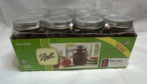 Ball Normale Öffnung 16 Unzen Pint Einmachgläser mit Deckel Bänder 12 Stück Kostenloser Versand - Bild 1 von 3