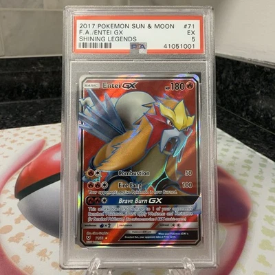 Entei GX Full Art 71/73 Pokemon Sun & Moon S&M Shining Legends - PSA 5 EX - Image 1 of 4