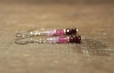 Orecchini pendenti a fascia rubino luglio pietra nascita fatti a mano gioiell... - Immagine 1 di 4
