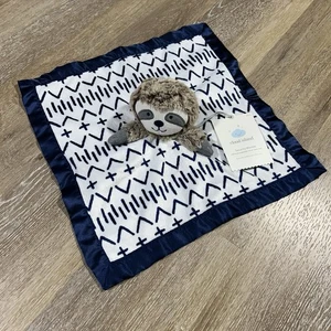 NUEVO CON ETIQUETAS Cloud Island Sloth Lovey 14" Blanco Azul Vellón Satinado Borde Manta de Seguridad - Imagen 1 de 6