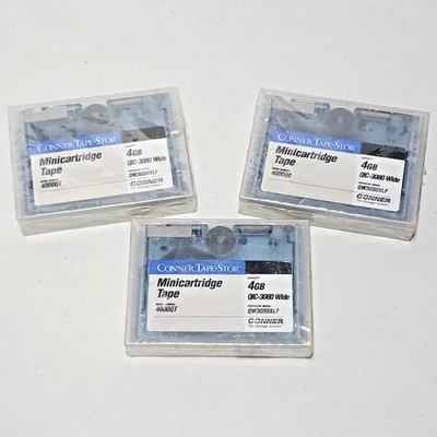 Lot of 3 Conner Tape Stor Data Minicartridge 4000QT QIC-3080 Wide QW3080XLF 4GB - Image 1 of 4