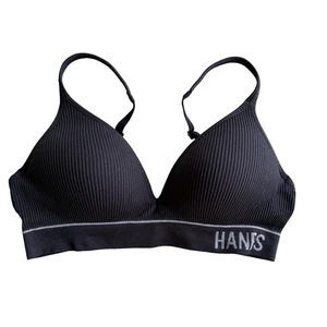 Hanes Women’s Medium Seamless Rib Contour Bralette Black - Picture 1 of 7
