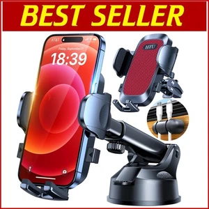 Adjustable Military-Grade Phone Holder for Car - Strong Suction & Air Vent Clip - Picture 1 of 11