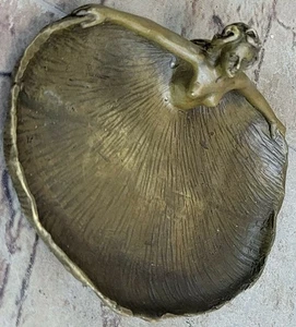 Western art deco bronzo opera d'arte Belle donne ragazza scultura vassoio piatto nudo - Foto 1 di 7
