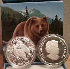 $100 2014 GRIZZLY BEAR 1OZ Pure Silver Proof Coin Canada