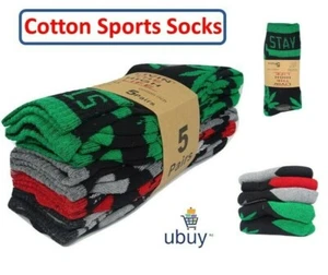 Mens Cotton Sports SOCKS Weed Cannabis Leaf Mens Christmas present -5 PAIRS - Picture 1 of 12