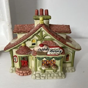 VTG Santakin's Village Chubby's Bakery Porcelain Christmas Home Decor with Box - Picture 1 of 12