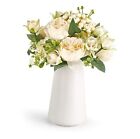  Small Artificial Flowers in Ceramic Vase Centerpieces Table Decor, Champagne