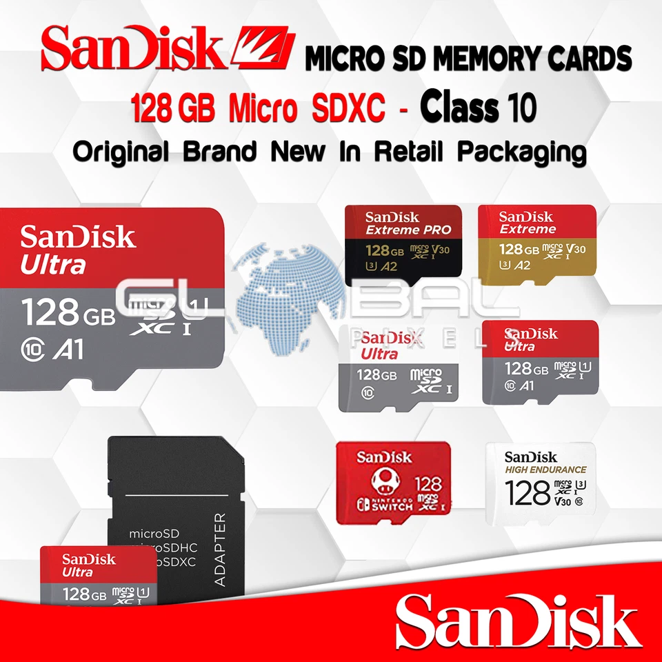 SanDisk Micro SD Card 128GB Memory Ultra Extreme Pro Class 10 Camera Video Phone - Image 1 of 1