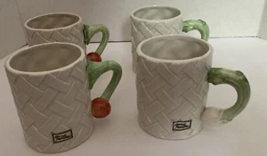 Set 4 tazze vintage Fitz & Floyd cesto tessuto manici verdure dipinte a mano - Foto 1 di 4