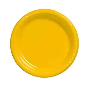 Touch Of Color 20 Count 7" Heavy Duty Plastic Plates School Bus Yellow - Picture 1 of 1