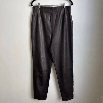 Pantalones De Colección Años 90 Emanuel Ungaro Cuero Marrón Cintura Alta Cónicos Talla 10 30" Foto 1 de 4