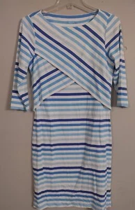 J. McLaughlin Etuikleid blau gestreift A-Linie knielang Größe Small - Bild 1 von 6