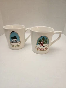 Opal House Snow Globe Christmas Coffe Mugs Set of 2 - Picture 1 of 8