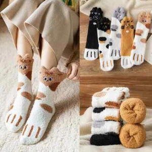5 Pairs Winter Cat Claws Warm Soft Fluffy Bed Sock Lounge Slipper Floor Socks UK - Picture 1 of 10