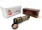 Télescope nautique portable vintage en laiton avec boîte en bois - capitaine nautique