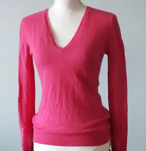 Lauren Ralph Lauren Cashmere Sweater V-Neck Pink Barbiecore 100% Cashmere XS - Picture 1 of 7