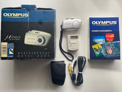 Olympus mju Mini Digital 4MP Weatherproof Metal Body Camera-Jewelry Silver.BOXED - Image 1 of 4