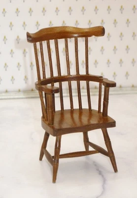 HandCraft Designs Walnut Windsor Comb-Back Armchair - Dollhouse Miniature - Image 1 of 4