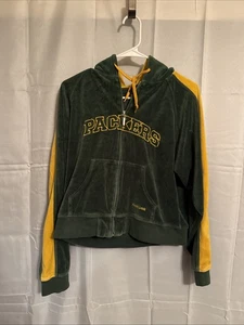 Sudadera con Capucha Cremallera Completa Terciopelo Reebok NFL Green Bay Packers De Colección Para Mujer L - Imagen 1 de 4