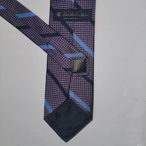 Brooks Brothers Silk Tie Purple Blue Stripe Check Pattern Made in USA Menswear - Picture 1 of 4