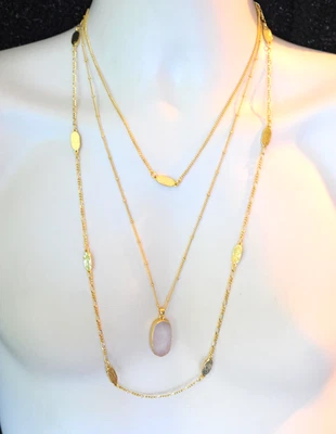 Collar Talbots Capas Cuelga Declaración Largo Tono Rosa Colgante Tono Dorado MC10 Foto 1 de 4