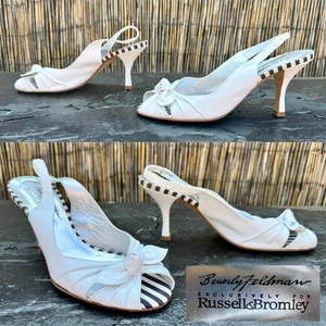 Beverly Feldman Russell & Bromley Slingbacks 90s/Y2K WHITE (38.5/UK 5 - 5.5) VGC - Picture 1 of 24