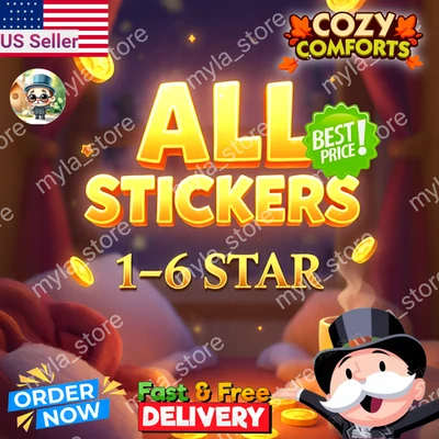 Monopoly Cozy comforts Stickers 1⭐- 6⭐ CHEAPEST 🔥 SUPER FAST⚡ 24/7 - Image 1 of 2