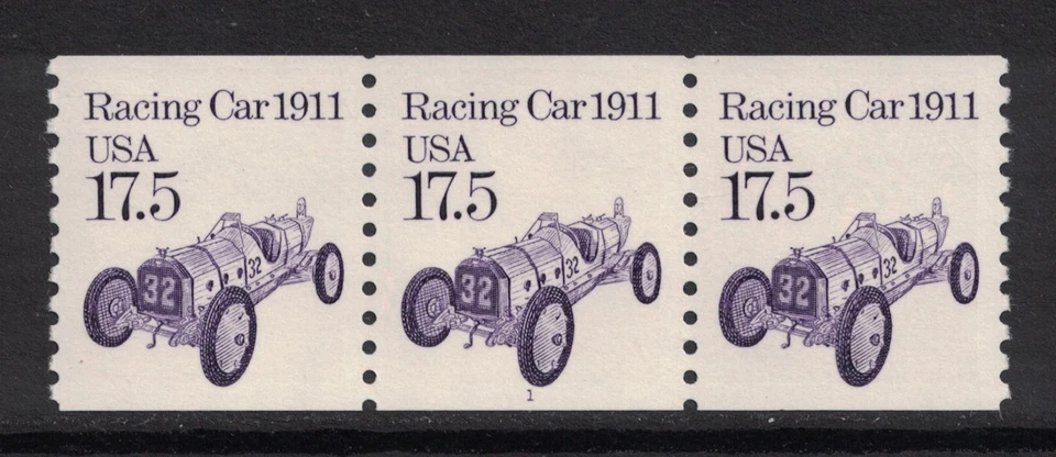 Scott 2262- MNH- Plate Number Strip of 3 #1- 17.5c Racing Car 1911- mint PNC3 - Image 1 of 1