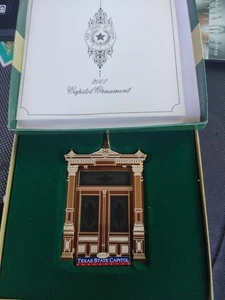 2007 Texas State Capitol Ornament Etched Glass Doors Christmas W Box & Pamphlet - Picture 1 of 3