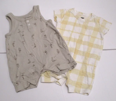 BABY GAP & MONICA + ANDY 2 TRAJE CORTO AMARILLO Y BEIGE TALLA 0-3 MESES Foto 1 de 4