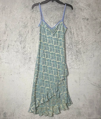 Vintage ABS by Allen Schwartz Y2K Fairy Brocade Asymmetrical Slip Dress XS - Image 1 of 4