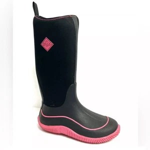 Muck Boot Company Hale Boots tall gum boots neoprene rubber sz 9 black pink - Picture 1 of 12