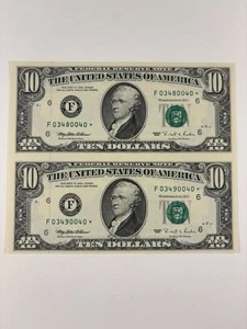1995 $10 Federal Reserve Star Note Uncut Legal Tender - Picture 1 of 3