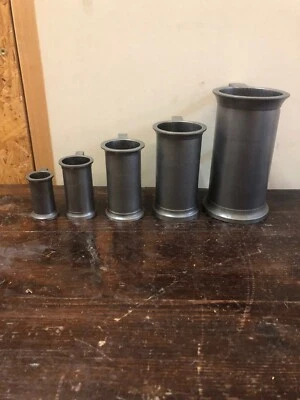 Lot Serie De 5 Chopes Etain Fin  90% Signe JR - Photo 1/4