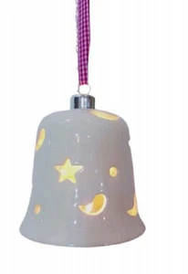Deko Keramikglocke mit LED Beleuchtung Keramik 12.6x12.1x12.4cm Weiß Weihnachten - Bild 1 von 1