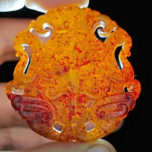 China old rare jade Jadeite hand-carved pendant necklace statue monster - Afbeelding 1 van 13