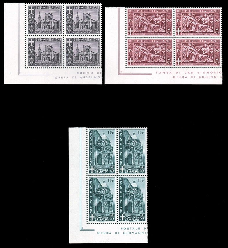 Campione MNH Blocks 1944 VIEWS AND BUILDINGS IN CORNER MARGINS Sassone - Image 1 of 1