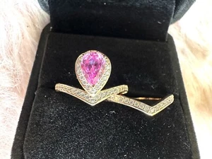 NEW Lab Grown Pink Sapphire Ring 925 Silver Jewellery Gemstone Size M - Picture 1 of 12