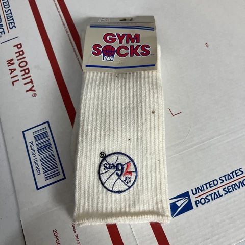 NWT Vintage NBA Philadelphia 76ers Socks Size 7-9 White Logo Basketball 90s USA Cover