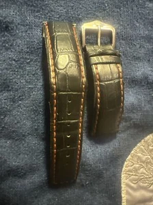 Banda de reloj de cuero negro con Tag Heuer con hebilla 22 mm para Mónaco - Imagen 1 de 9