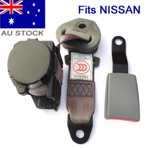 For Nissan Universal 3Point Seatbelt Hard Buckle Retractable Seat Sash Belt Grey - Picture 1 of 12