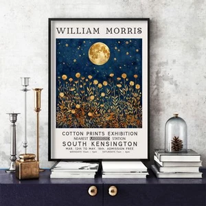 William Morris Print, William Morris Exhibition Poster, Moon & Stars( 5) - Picture 1 of 8