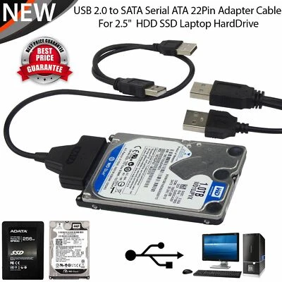 USB to SATA Cable Serial ATA Adapter Converter 2.5" HDD SSD Hard Drive PC UK - Image 1 of 4