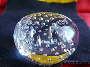 Vintage Large GLASS CRYSTAL PAPER WEIGH w Controlled Bubbles 3" Diam. 1 lb 5 oz  - Picture 1 of 4