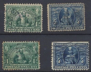 USA: Stamps:1907; The Jamestown Exposition; Used; Scott 328, 330; CV £82 - Picture 1 of 5